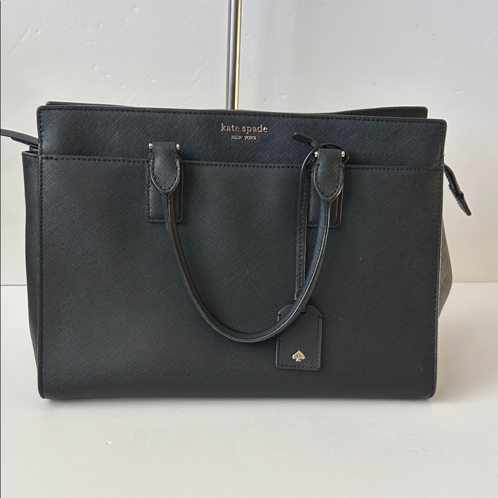 Kate Spade New York Elegant Black Saffiano Leather Structured  Tote Quiet Luxury